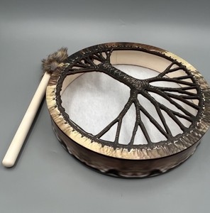 Tamburo di sciamano per albero della vita ghirlanda di tamburo di superficie sciamano Siberia vegano fatto a mano a tamburo sciamano strumento a percussione - Product Image 2