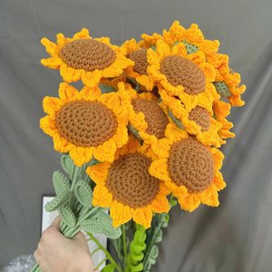 Cute Handmade Flower Bouquets Custom Wholesale Wool Knitted Sunflower <b>Gifts</b> for Mom - Product Image 6