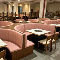 Canapé de restaurant pour influenceurs, banquette de restaurant de type hot pot, ensemble table et chaises rembourrées pour hôtel, banquette en bois massif