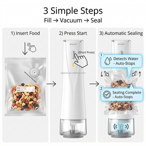 Machine de mise sous vide portable <span class=keywords><strong>sans</strong></span> <span class=keywords><strong>fil</strong></span> 65KPa à prix d'usine, dispositif de conservation alimentaire avec sacs réutilisables pour camping-car et voyage - Product Image 4