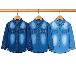 Camisas de Mezclilla para Niños al por Mayor, Camisas de Manga Larga de Algodón para Niños y Niñas, Lote de Ropa Sobrante de Bangladesh, Tops Listos para Enviar - Product Image 1
