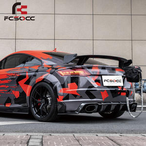 Pour Audi TT TTRS TTS 2015-2019 mise à niveau en Fiber de carbone YR Style Kit de carrosserie lèvre avant jupe latérale diffuseur arrière becquet pièces de carrosserie - Product Image 5