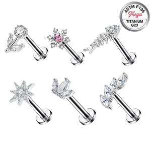 Pendientes de Titanio ASTM-F136 con Zirconia Freya para <span class=keywords><strong>Piercing</strong></span> Tragus, Helix, Daith, Lóbulo, Labret, Oreja, <span class=keywords><strong>Labio</strong></span>, Joyería para <span class=keywords><strong>Piercing</strong></span> - Product Image 2