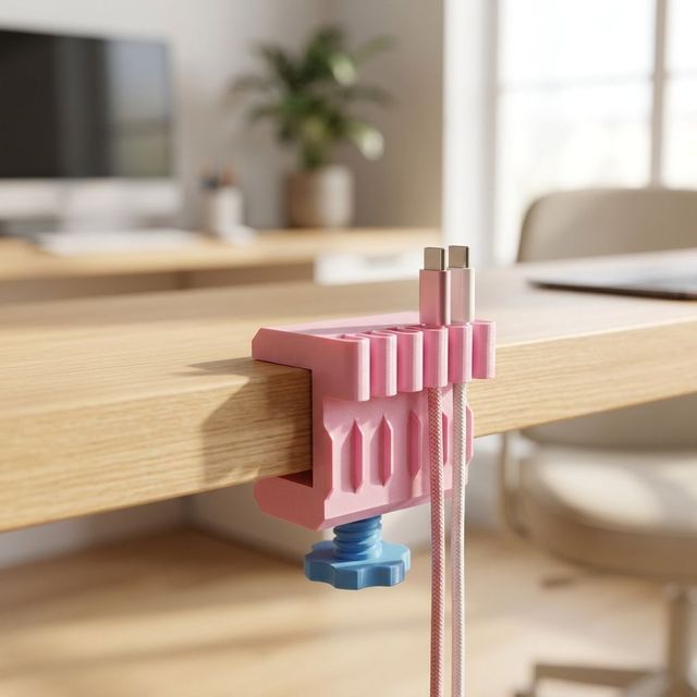3D Printed Desk Clamp Cable Organizer, Adjustable Eco-friendly Cord Protector for Office, Kids Room & Nursery Safety
