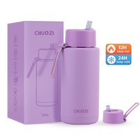 Bouteilles d'eau personnalisées avec logo, 34 oz (1 L), sport, gym, acier inoxydable, thermos, intérieur en céramique, bouteilles d'eau isolées