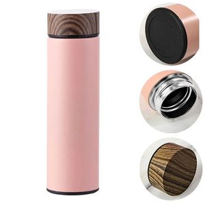 Stainless Steel Flask <b>Thermos</b> with Wood Grain Lid Straight Termos Insulated Water Bottle <b>Tea</b> Infuser Hot Thermal Termicos Vasos - Product Image 5