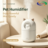 Humidificateur d'air portable 300 ml à brume évaporative, lampe de nuit, alimenté par USB, écologique, pour maison, voiture, bureau, design mignon chat