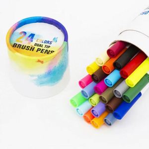 Wholesale 24-Color <b>Bucket</b> Watercolor Pens Hot Selling Set with Fine Tip Permanent Nib Marker Pen Made of <b>Plastic</b> for Drawing - Product Image 4