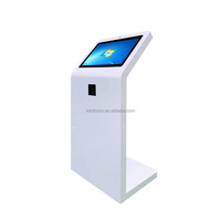 Kiosque tactile d'intérieur avec lecteur de carte NFC, caméra HD, terminal de libre-service publicitaire, SDK pour visiteurs, 32/43 pouces, sur pied