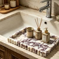 Plateau en marbre Calacatta Viola naturel pour salle de bain, plateau décoratif en pierre pour vanité, grand plateau de service et de rangement en marbre pour commode