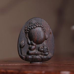 Sandalwood Buddha Pendant Charms Flower Shape Religious Buddhism Unisex DIY Jewelry Accessory <b>Necklace</b> Bracelet Gift 2024.6.24.1 - Product Image 2