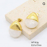 Edelstahl 18K Vergoldete Ohrstecker Strukturierte Kuppel mit Weißem Rundem Akzent Damen Modeschmuck Tägliches Tragen Geschenk