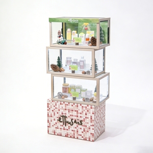 Modern Stackable Glass Display Cabinet with Metal Frame Stand for Perfume Jewelry Skincare Retail Store <b>Showcases</b> - Product Image 1