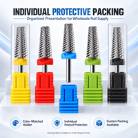 Embout de perceuse à ongles en carbure de tungstène conique à tête plate, personnalisé OEM, avec options de coupe codées par couleur pour les professionnels de l'industrie des ongles