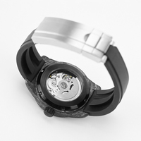 Reloj Mecánico Automático de Fibra de Carbono para Hombre, Reloj de Pulsera de Lujo con Correa de Silicona y Logotipo Personalizado, Fabricante OEM ODM