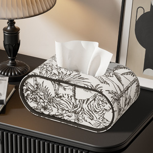 Retro Forest Style Tissue Box Leather Pull-Out Tissues Home Living Room Decor - Product Image 1