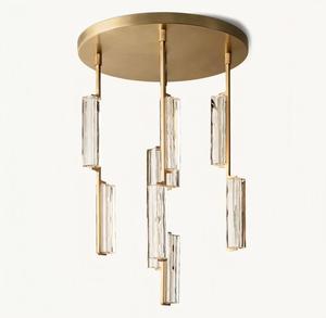Lámpara de Araña Redonda de Cristal Moderna y Lujosa <span class=keywords><strong>para</strong></span> Comedor, Decoración de Escaleras, Minimalista, de Latón y Cristal, LED Regulable, Garantía de 5 Años - Product Image 2