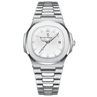 POEDAGAR 613 Nouvelle Montre Homme Ultra-Mince à Quartz avec Bracelet en Acier Inoxydable Étanche, Fonction Lumineuse et Calendrier