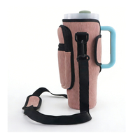 Étui de bouteille d'eau isolé en néoprène 30/40 oz avec bandoulière et poches pour hommes/femmes, pour la marche et la randonnée