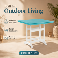 Table de bistrot carrée moderne de haute qualité en HDPE pour l'extérieur, résistante aux UV, durable, idéale pour les restaurants, les hôtels et les terrasses