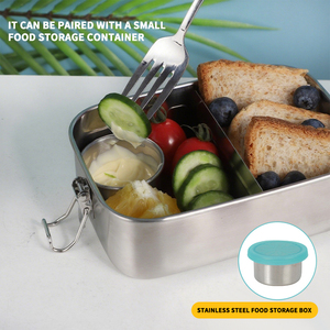 Bán buôn Stackable cấp thực phẩm niêm phong rò rỉ bằng chứng Bento hộp ngoài trời tươi thực phẩm lưu trữ containger 304 thép không gỉ Hộp Ăn Trưa - Product Image 5