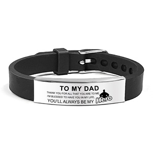 Regalos para el Día del Padre, Brazalete <span class=keywords><strong>con</strong></span> Frase Inspiradora, Joyería para Hombre y Mujer, Pulsera de Acero Inoxidable y Silicona - Product Image 3