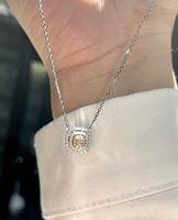 Collar de Lujo para Mujer con Colgante de Constelación Chapado en Platino Grueso Dorado, Diamante Rosa de Corte Radiante con Microincrustaciones, Tendencia de Última Generación