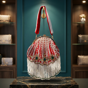 Handmade Beaded Suede <b>Pearl</b> Fashion Soft Shoulder <b>Bag</b> Tropical Leaf Pattern Flap Satchel Evening Handbag Multi Color Cute Purse - Product Image 2