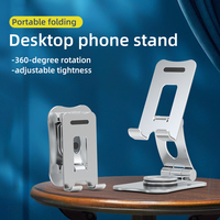 360 °   Support de téléphone rotatif en aluminium, support de tablette pliable réglable pour bureau