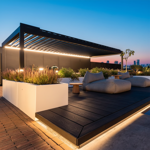 Toldo de aluminio ecológico y resistente al viento para exteriores, montado en la pared, con cubierta de techo abatible impermeable para balcón o <span class=keywords><strong>terraza</strong></span> - Product Image 3