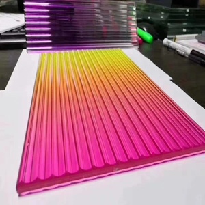 Customized Striped Embossed Multi-color Gradient Tempered <strong>Glass</strong> Screen Partition <strong>Panels</strong> - Product Image 5