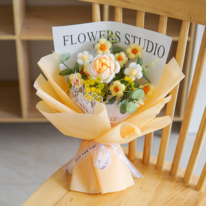 Fatto a mano in maglia mista <span class=keywords><strong>rosa</strong></span> Crochet Bouquet di fiori artificiali per <span class=keywords><strong>la</strong></span> decorazione della casa per il matrimonio di San Valentino - Product Image 2