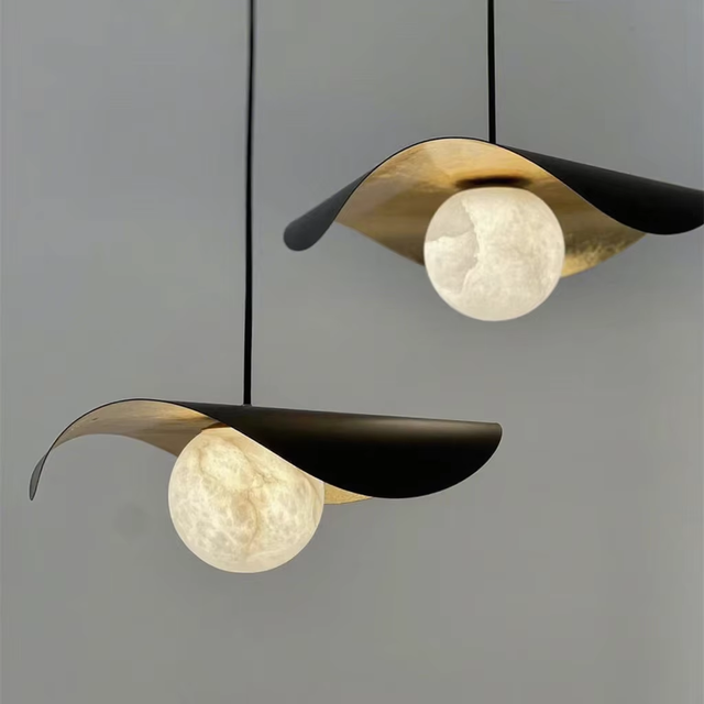 Bedroom Bedside Restaurant Bar Marble Led Chandelier Modern Pendant Light Alabaster Metal Kitchen Island Hanging Light Fixture