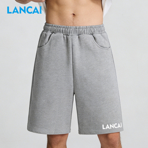 Custom Men's Athletic Gym Basketball Biker Casual Shorts Summer Running Double <b>Layer</b> Oversized 100% Cotton <b>Mid</b> Sporty Solid - Product Image 3