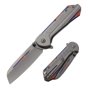 Customized HG-06 Grey Titanium Coating Stainless Steel Camping Hunting Survival Pocket EDC Folding Knife For Hiking