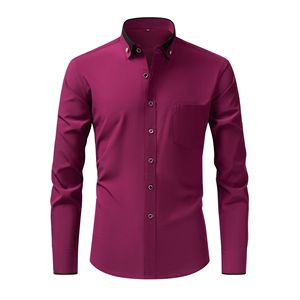 Camicie da <span class=keywords><strong>Uomo</strong></span> Europee All'Ingrosso con Bottoni Diamantati, Senza Stiratura, Elasticizzate, a Maniche Lunghe, Slim Fit per Affari - Product Image 2