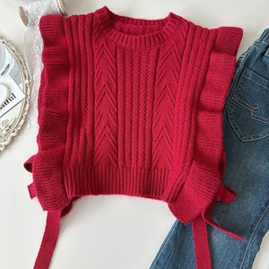 Conjunto <span class=keywords><strong>de</strong></span> tres piezas <span class=keywords><strong>de</strong></span> chaleco <span class=keywords><strong>de</strong></span> punto y jeans azules microacampanados para niñas, estilo coreano, nueva colección otoño 2025, conjunto <span class=keywords><strong>de</strong></span> temperamento para bebé - Product Image 5