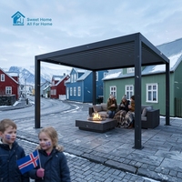 Pergola Bioclimatique Motorisée en Aluminium à Toit Rétractable et Lames Orientables, Style Antique, pour Extérieur, Imperméable, Marque Sweet Home