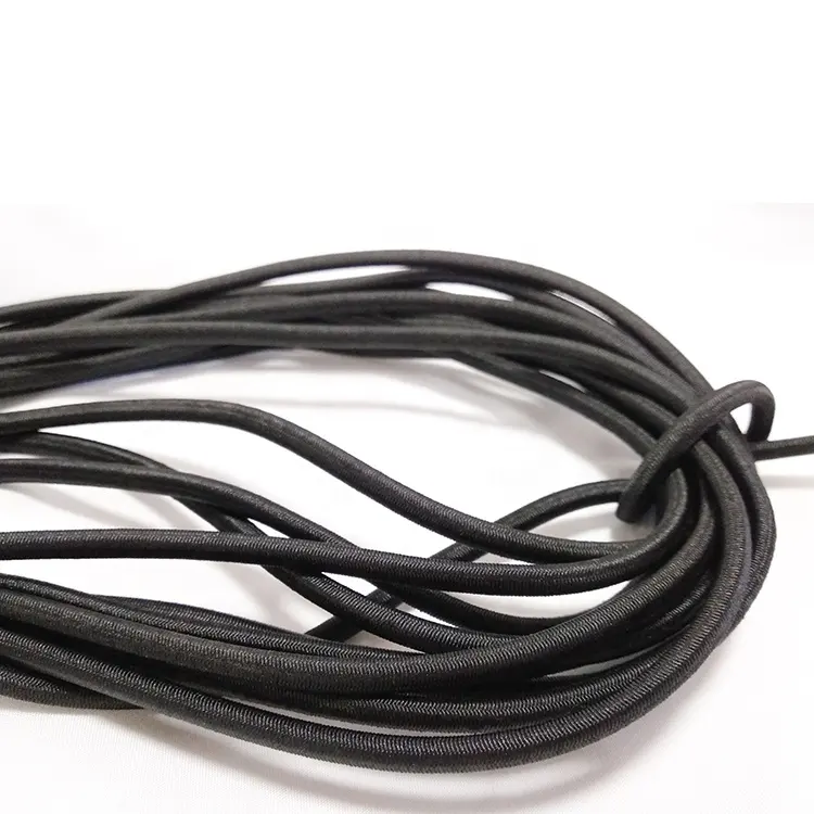 3mm 4mm 5mm Braided Elastic Strong Stretch Bungee Elastic Cord Black Round Elastic Latex 1/8 Elastic