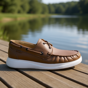 Chaussures bateau mocassins Karosso 7000 pour hommes, dessus en cuir véritable, semelle EVA, confort rembourré, toutes saisons, décontractées, bout ovale - Product Image 2