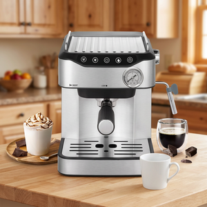Electric Semi <b>Automatic</b> Espresso <b>Coffee</b> <b>Machine</b> 15/20Bar Pressure Pump Touch Control Hot Water System Stainless Steel Household - Product Image 1