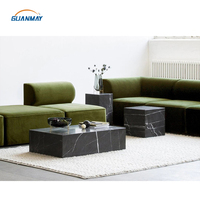 Guanmay Table centrale en marbre Nero Marquina personnalisée Table basse de luxe légère en marbre noir pierre naturelle pour le salon