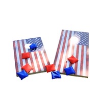 Jeu de Cornhole Portable en Bois pour Intérieur et Extérieur, Drapeau Américain, Divertissement Familial, Produits de Sport et de Loisirs