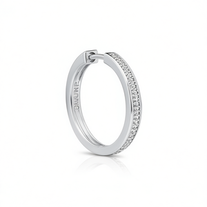 Orecchini a Cerchio Munf in Oro Bianco, Argento 925 Placcato Rodio con Incastonatura a Canale di Diamanti, Gioielli Minimalisti da Donna per Uso Quotidiano - Product Image 1