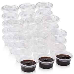 כוס רוטב מפלסטיק PP ללא BPA עם מכסה צירים, מיכל חד פעמי לרטבים, אטום לדליפות, לסלט, רטבים וטבילה, 25ml 50ml - Product Image 2