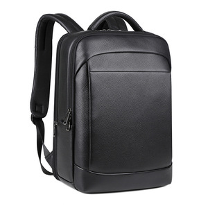 Sac à dos en cuir véritable pour homme Noir 20L avec port USB Utilisation quotidienne décontractée et professionnelle - Product Image 2