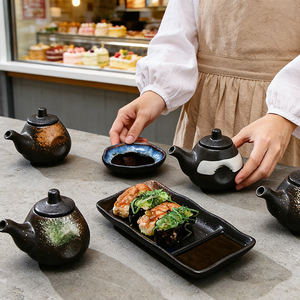 Dispensadores de Aceite y Vinagre de Cerámica Estilo Japonés - Botellas de Barro para Salsas/Condimentos para Cocina, <span class=keywords><strong>Bar</strong></span> y <span class=keywords><strong>Restaurante</strong></span> - Product Image 2