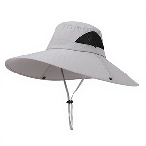 SFB117 <b>Black</b> Large Brim Outdoor Sun <b>Hat</b> Breathable Mesh Side Adjustable Chin Cord UV Protection <b>Boonie</b> <b>Hat</b> Fishing Garden Work - Product Image 1