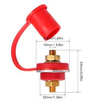 Bornes de batterie en laiton M10 250A, bornes de connexion de batterie rouge et noir pour marine, pour camping-car, pour voiture