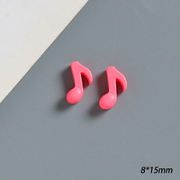 20 pièces/sac Mini symboles musicaux en résine couleur unie pour décoration d'ongles, coques de téléphone DIY, cœurs chromés à fond plat